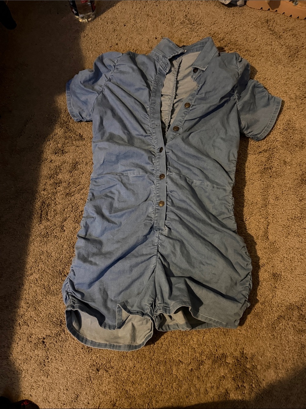 Light Blue Short Sleeve Denim Romper